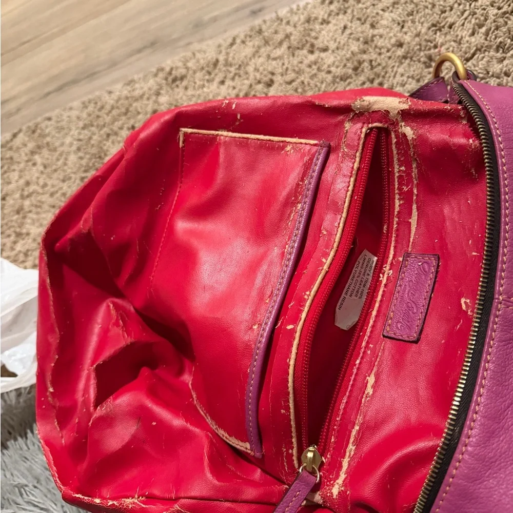 Dooney & Bourke Pink and Brown Leather Hobo Shoulder Bag - Picture 5 of 6